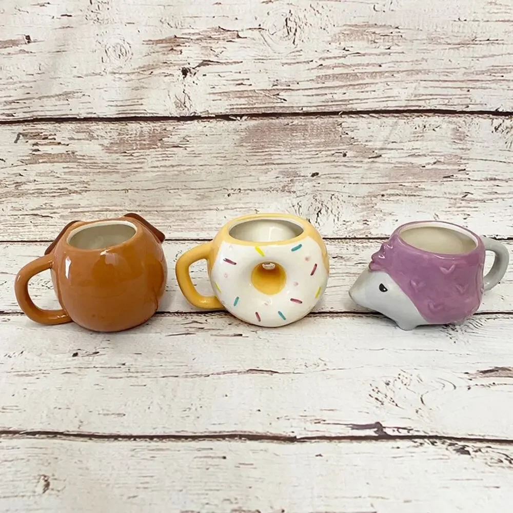 TARGET Novelty Ceramic Coffee Mugs 12 oz Set of 3 Dog Donut Hedgehog